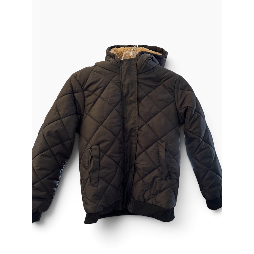 Sweet Stories Kids Black Quilted Hooded Puffer Jacket GWT3193 10/12M